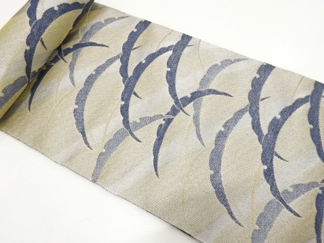JAPANESE KIMONO / ANTIQUE SNOW GRASS PATTERN WOVEN NAGOYA OBI FABRIC B